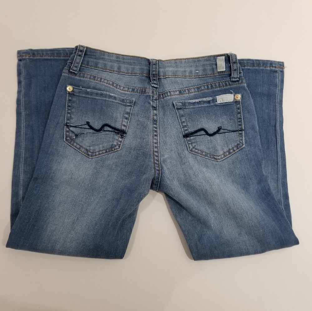 7 For All Mankind Blue Distressed skinny Jeans little girl size 7 (C11) - Picture 4 of 6